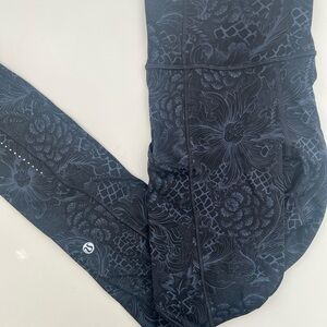 Lululemon Athletica Black Floral Leggings